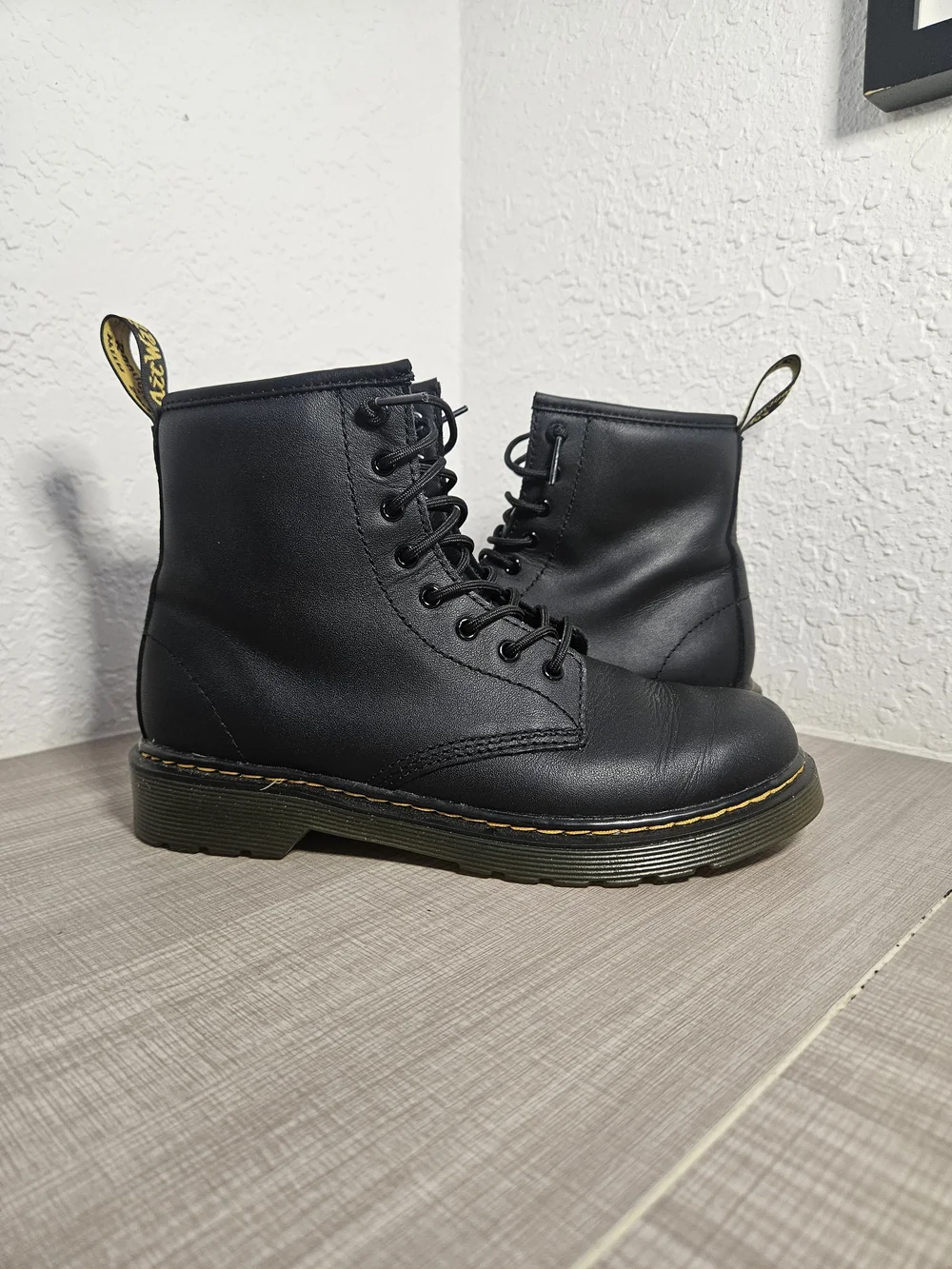 Dr. Martens Black Leather Side Zip Combat Boots Size 4 Youth / 6 Women's Fit